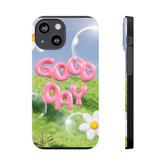 Good Day Floral Slim Case, Soft and Chic Phone Cover, Trendy Gift for Friends, Spring Vibes, Positive Message, Eco-friendly Case